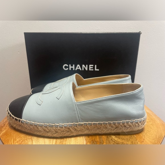 Chanel Espadrilles Sz 38 Light Blue and Black - Picture 3 of 4